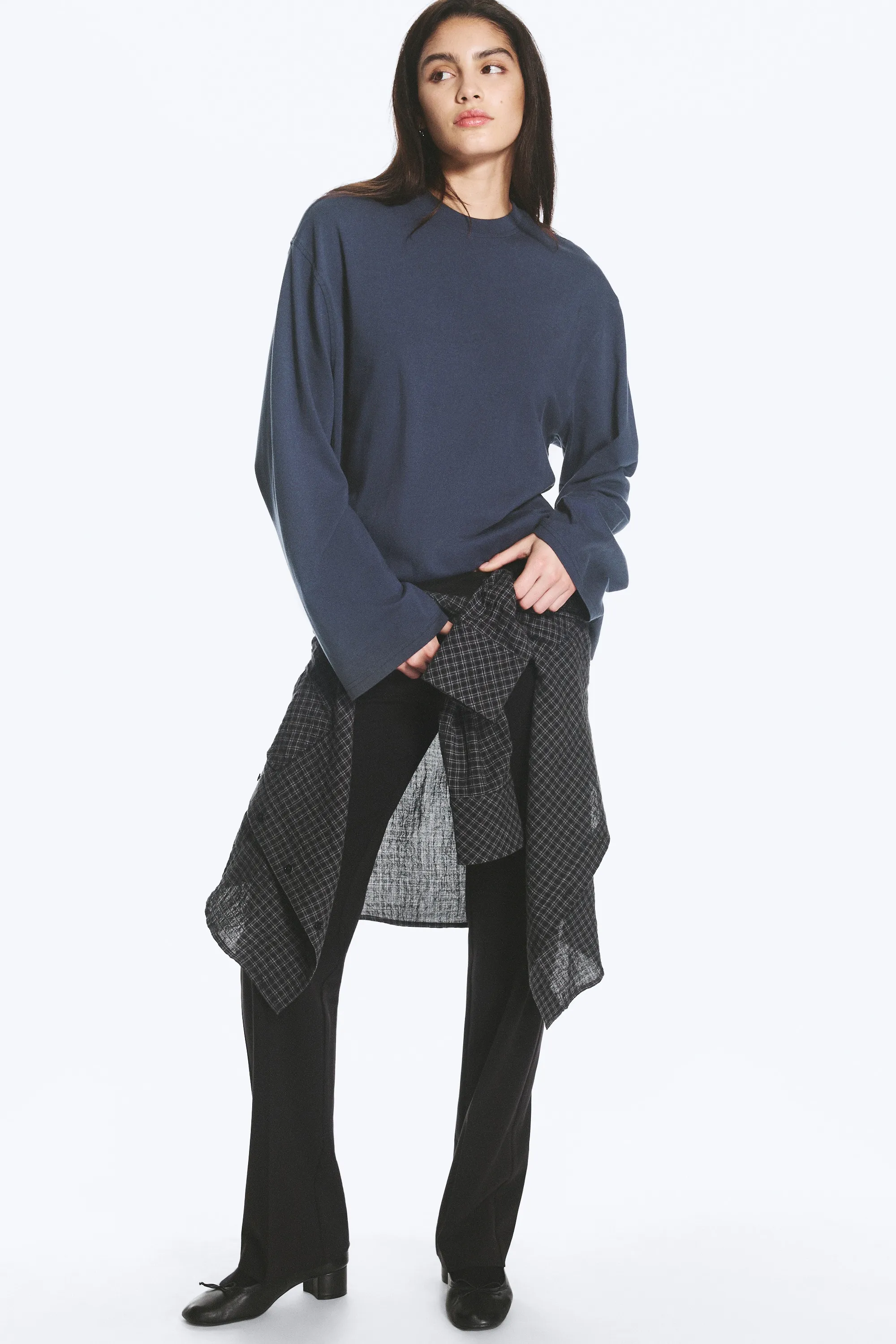 T-shirt à manches longues oversize - Bleu foncé