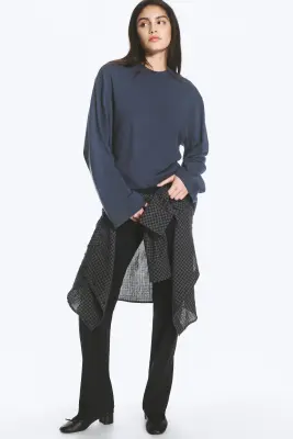 T-shirt à manches longues oversize - Bleu foncé — photo 1