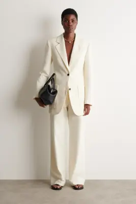 BLAZER À BOUTONNAGE SIMPLE EN BOUCLÉ - BLANC — photo 1