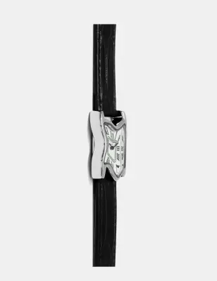 LAPHONT SQUARE MELTING WATCH SMALL SILVER BLACK STRAP — photo 3