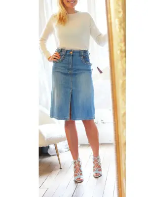 Sandales stilettos BOOMERANG en cuir denim bleu ciel NEUVES Prix boutique 1180€ Taille 37 — photo 3