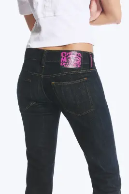 Jean bootcut skinny taille basse Booty Bei - Blue Rinse – Bleu foncé — photo 4