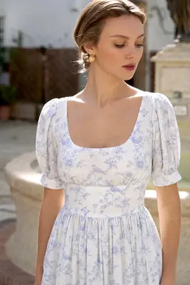 Lacey Maxi Dress - Blue Toile de Jouy Birds — photo 3