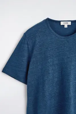 T-SHIRT EN JERSEY DE LIN - BLEU MARINE — photo 5