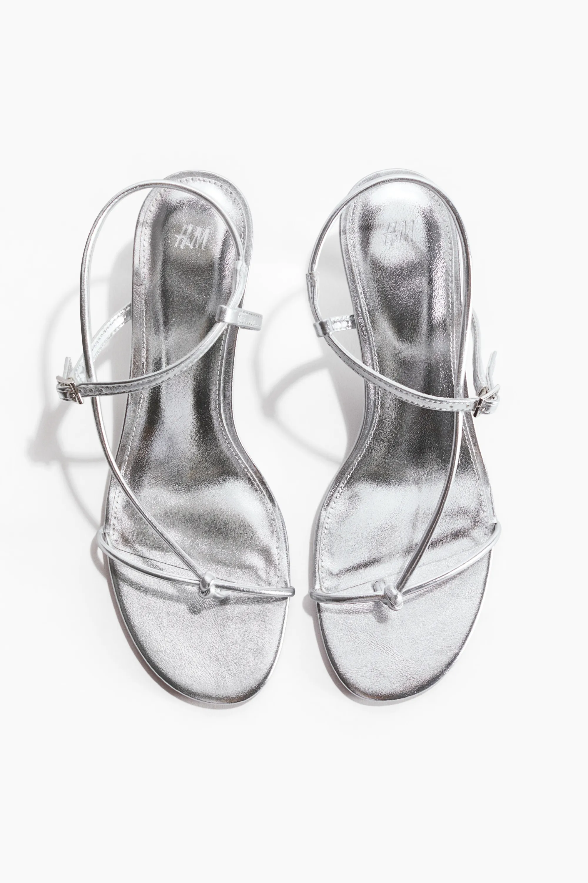 Sandales à talon avec brides fines - Argenté