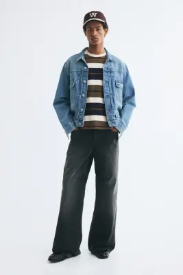 T-shirt Oversized Fit - Crème/rayé — photo 1