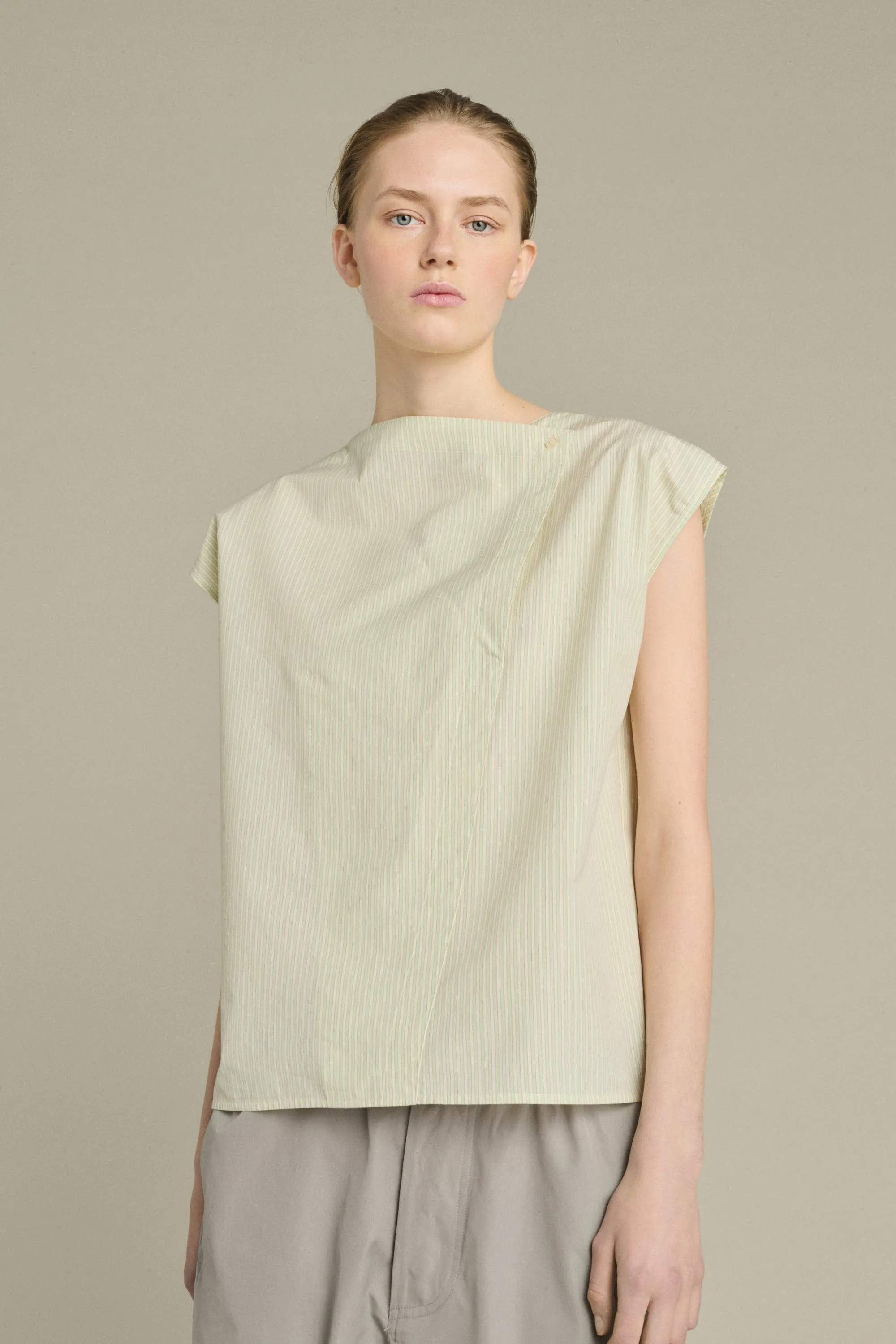 BLOUSE LORENA VERT/ÉCRU
