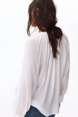 Blouse volantée - Blanc — photo 2