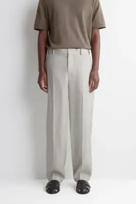 PANTALON FUSELÉ DÉCONTRACTÉ EN LIN - PISTACHE CLAIRE — photo 1