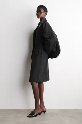 JUPE CRAYON À TAILLE FRONCÉE - NOIR — photo 1
