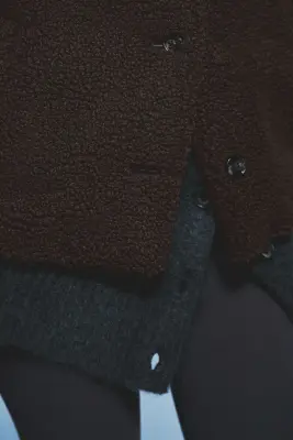 Veste en tissu Teddy bear - Marron foncé — photo 1