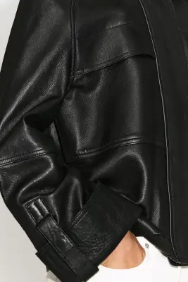 VESTE WORKWEAR EN CUIR - NOIR — photo 5