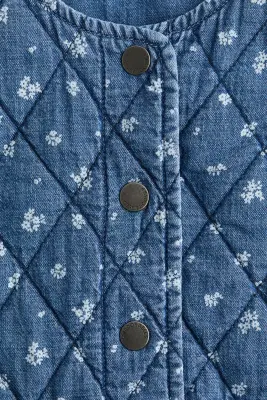 Veste matelassée en denim - Bleu denim/fleuri — photo 3