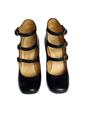 Babies multi-brides en cuir noir boucles dorées Px boutique 600€ Taille 36.5 — photo 4