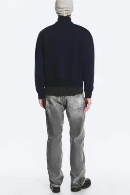 Sweat à demi-fermeture zippée ample - Bleu marine foncé — photo 2