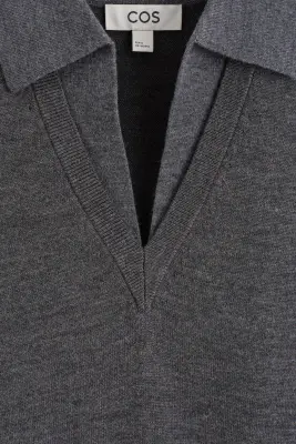 ROBE POLO EN LAINE MÉRINOS - GRIS CHINÉ — photo 5