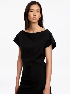 Robe midi aux épaules dénudées - Noir — photo 3
