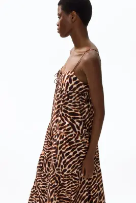 Robe à étages avec bretelles fines - Beige clair/motif — photo 2