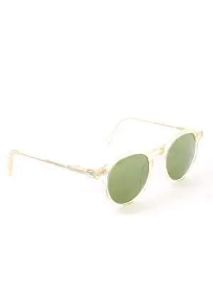 Lunettes de soleil MILTZEN SUN rondes jaune pâle FLESH verres vert bouteille Prix boutique 355€ — photo 3