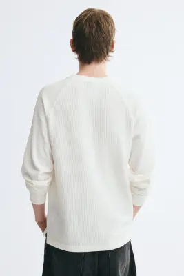 T-shirt gaufré Regular Fit - Blanc — photo 3