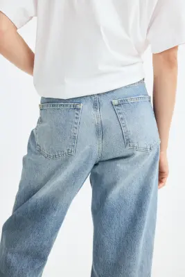 Barrel Regular Waist Jeans - Bleu denim clair — photo 4