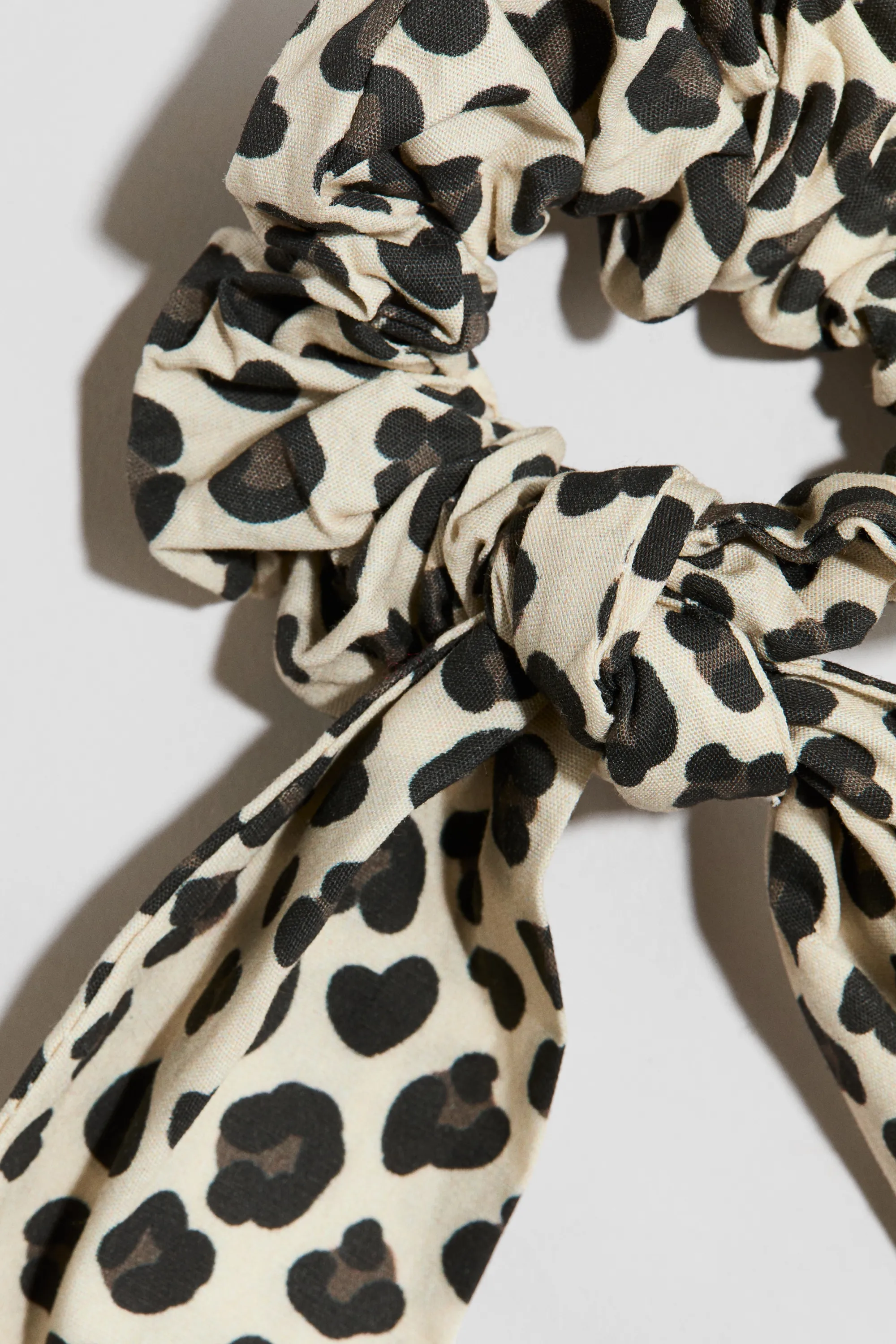 Chouchou en coton à motif - Beige clair/imprimé léopard