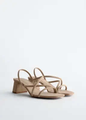 Sandales à talons épais et brides - Beige — photo 1