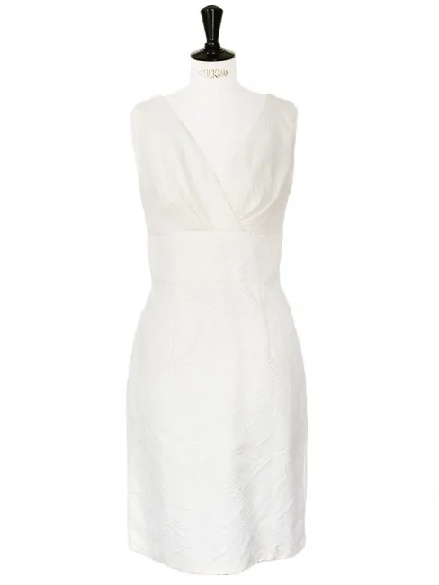 Robe sans manches en coton jacquard blanc crème Prix boutique 300€ Taille 40/42