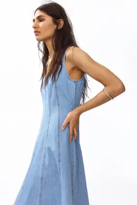 Robe midi en denim - Bleu denim clair — photo 1