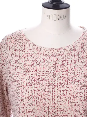 Sweat court col rond en coton blanc imprimé rouge bordeaux et rose Taille S — photo 2
