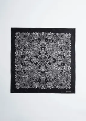 Foulard en soie à motif cachemire - Noir/Cachemire blanc — photo 2