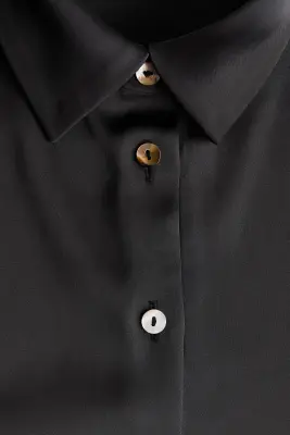 Chemise ajustée en twill - Noir — photo 3