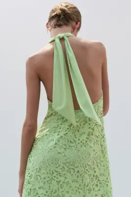 Robe dos nu en dentelle - Vert clair — photo 2