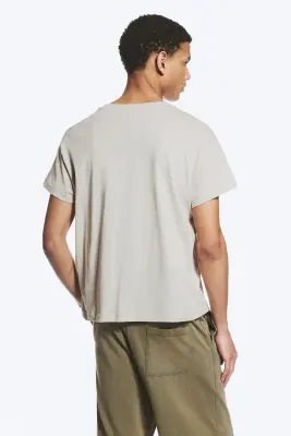 T-shirt carré en coton - Taupe cendré clair — photo 3