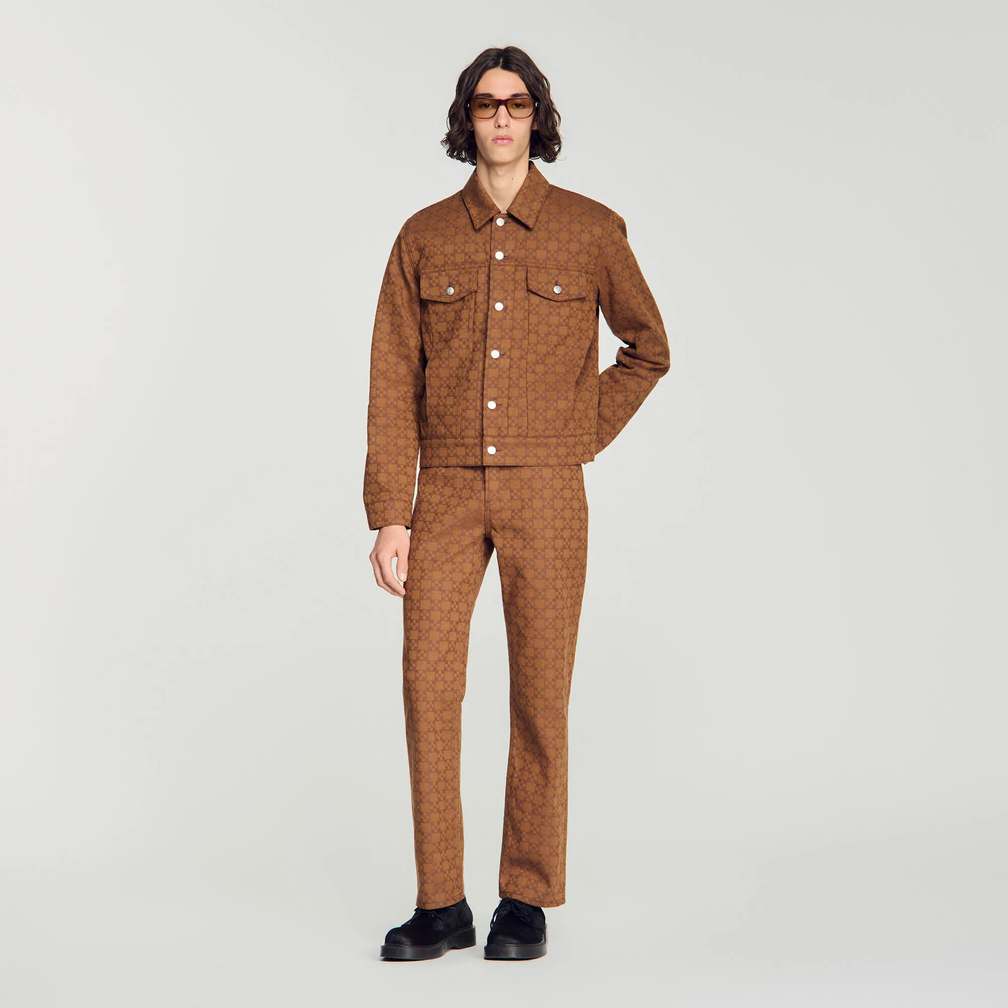 Blouson denim motif Square Cross