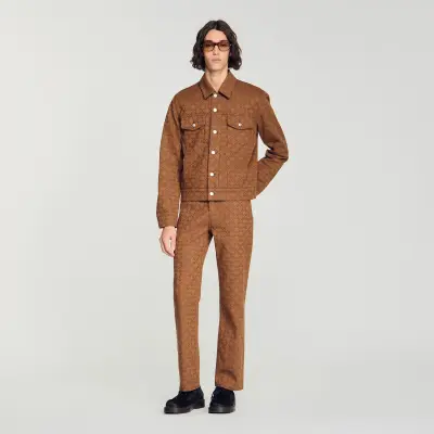 Blouson denim motif Square Cross