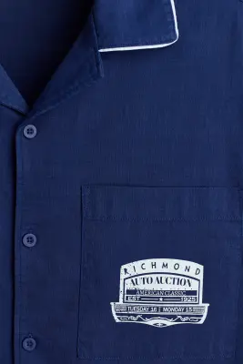 Chemise imprimée Relaxed Fit - Bleu marine/Richmond — photo 3