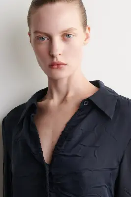 CHEMISE TEXTURÉE - BLEU MARINE — photo 3