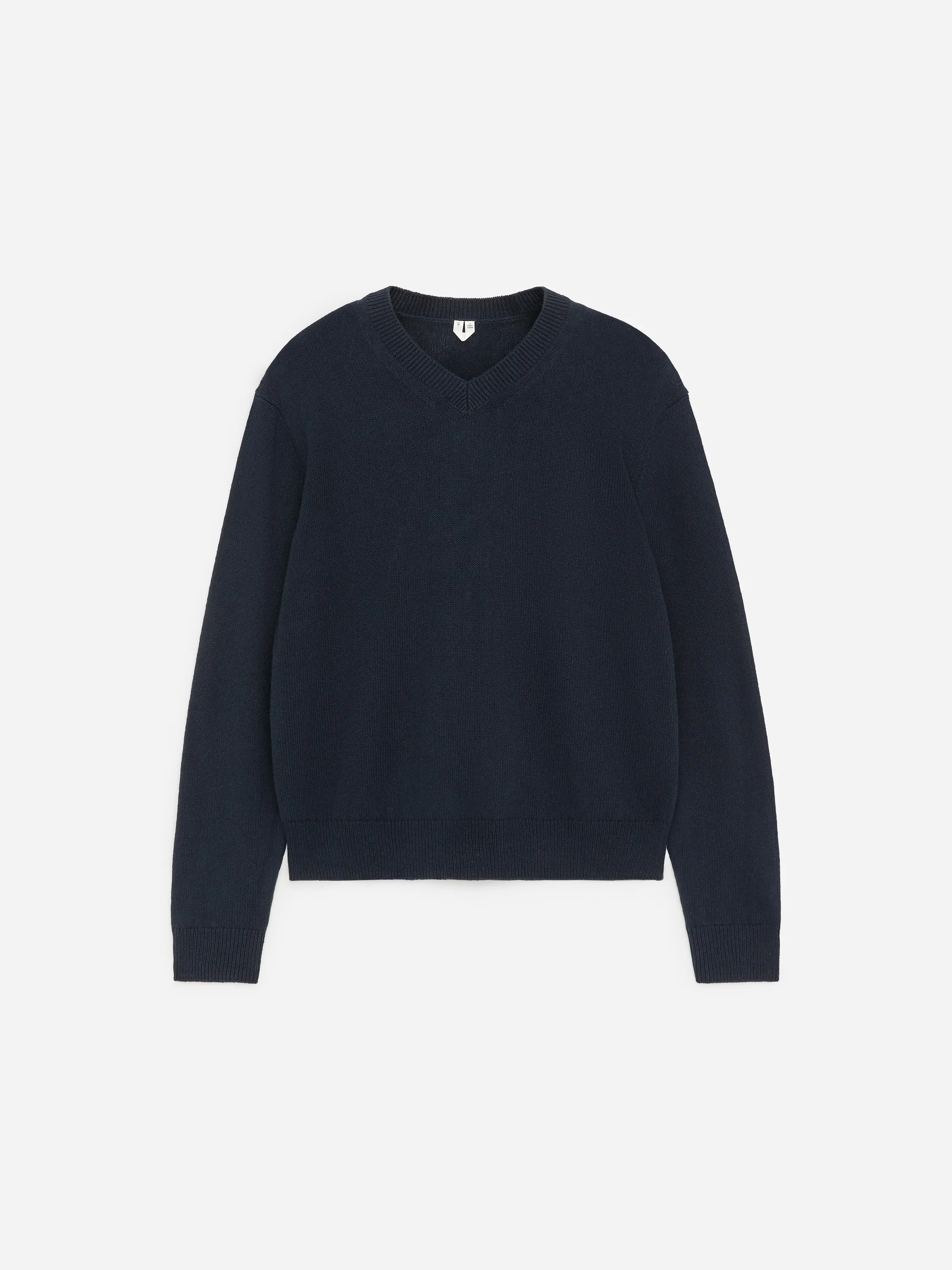 Pull à col en V en lin et coton - Bleu foncé