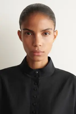 CHEMISE FLUIDE À COL MONTANT - NOIR — photo 3