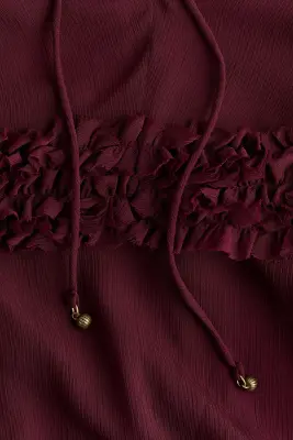 Robe en mousseline avec détail façon cape - Rouge foncé — photo 5