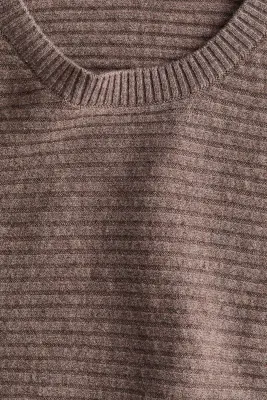 Pull à manches chauve-souris en maille côtelée - Taupe — photo 5