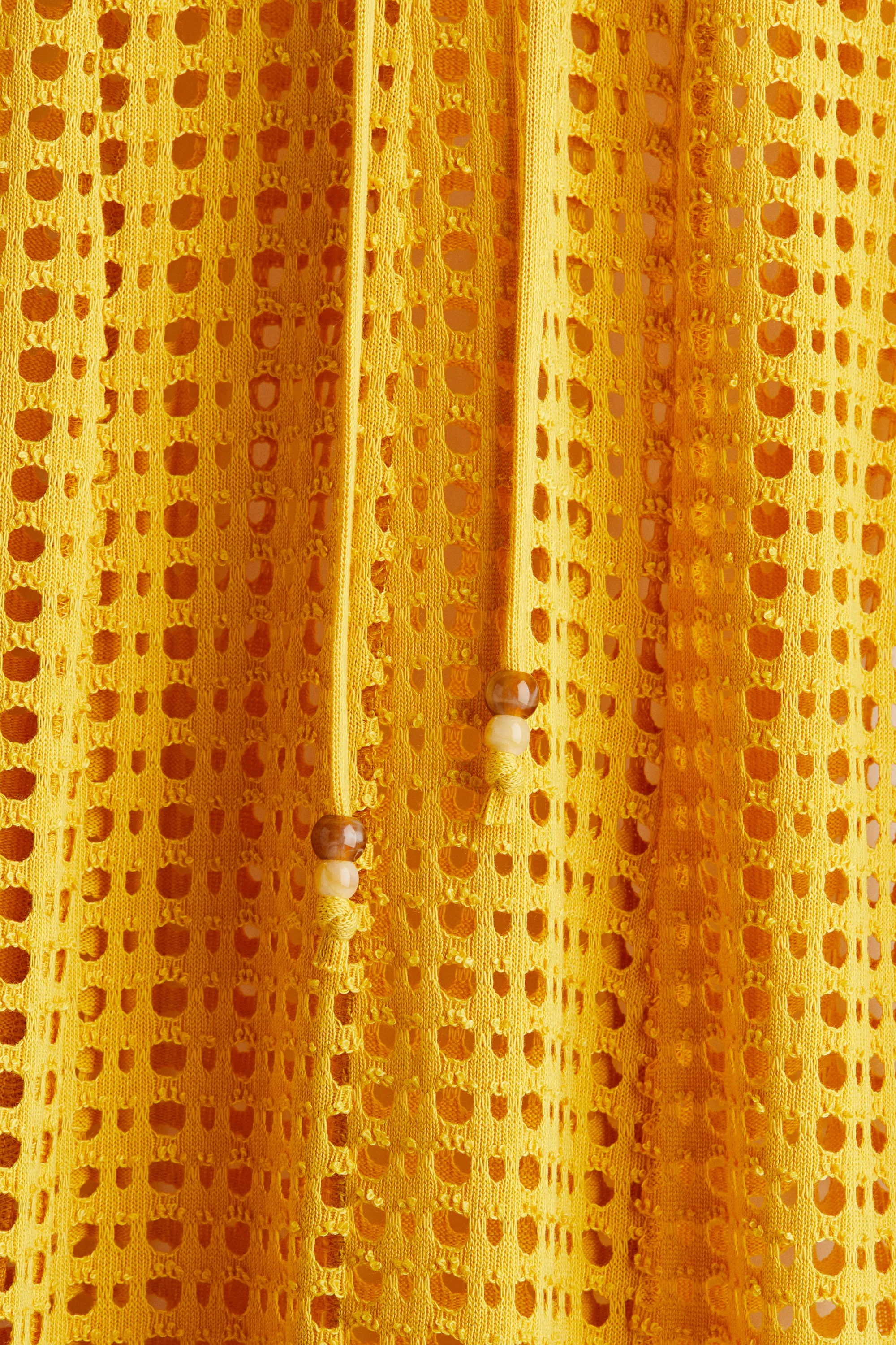 Robe maxi en jersey pointelle - Jaune moutarde