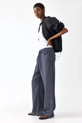 Pantalon droit à cordon - Bleu denim foncé — photo 3