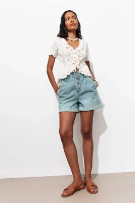Short en jean braguette bouton — photo 2