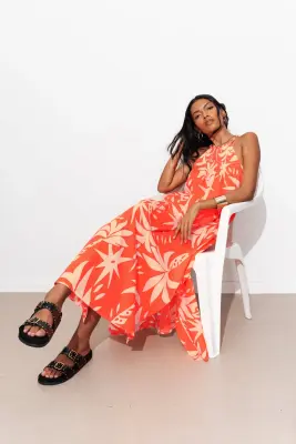 Robe longue fluo à bretelles — photo 3