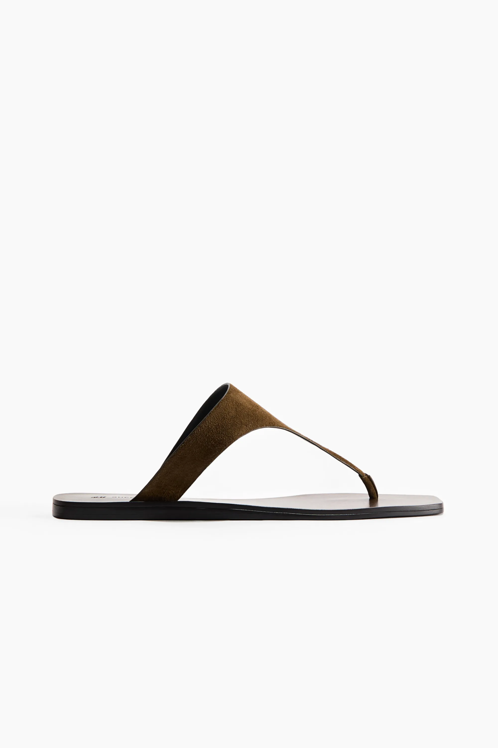 Sandales en cuir - Vert kaki foncé