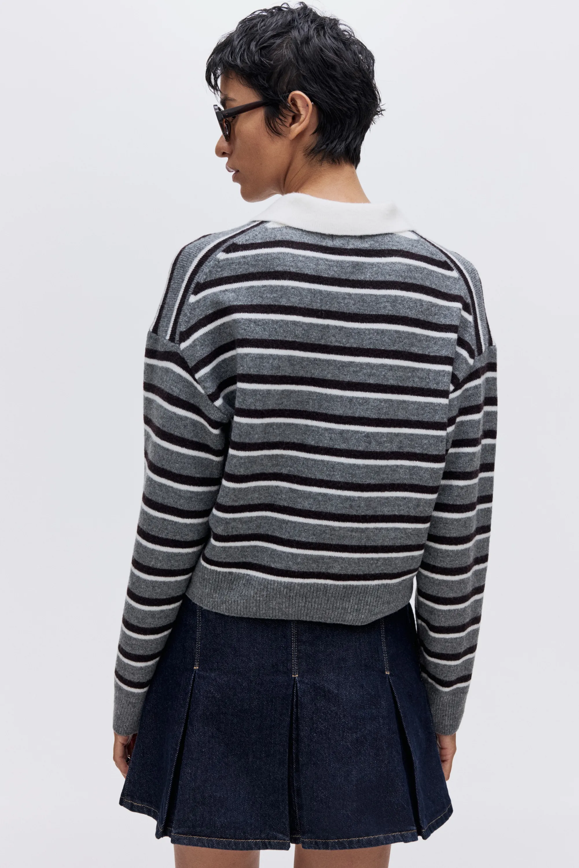 Jupe plissée en denim - Bleu denim foncé
