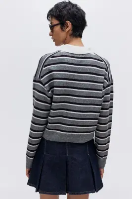 Jupe plissée en denim - Bleu denim foncé — photo 1