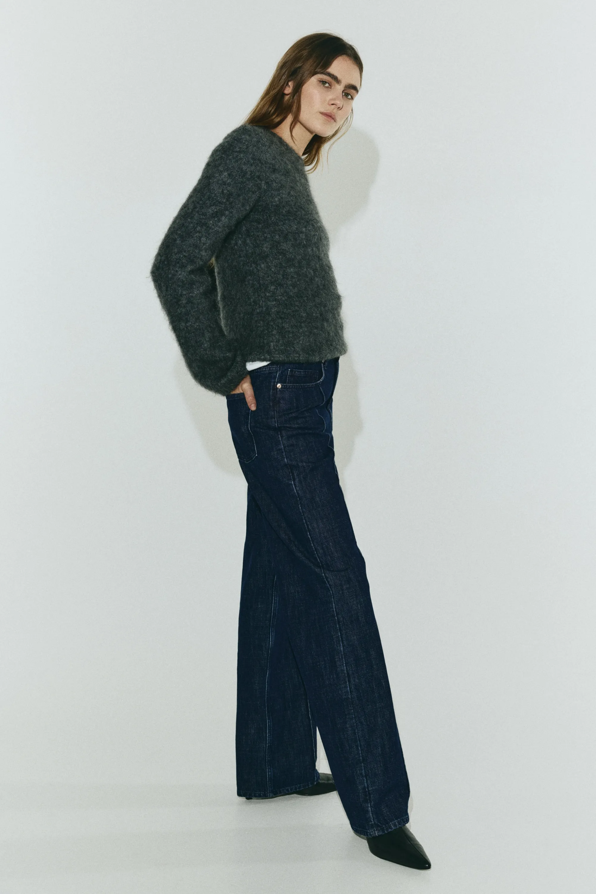 Straight High Jeans - Bleu denim foncé